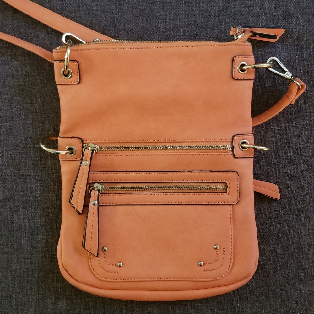Crossbody faux leather orange purse